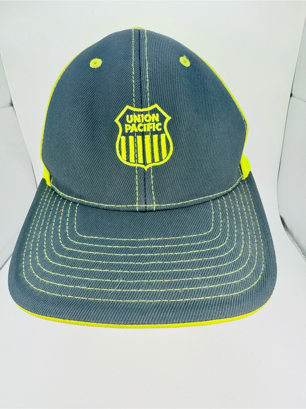 Union Pacific Railroad Hat Cap Gray Yellow Fitted L/XL Pacific Headwear Pro